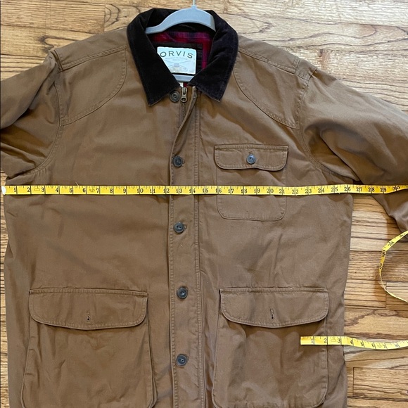 Orvis Tan Field Barn Chore Jacket with Dark Corduroy Collar Sz XL - Picture 11 of 11